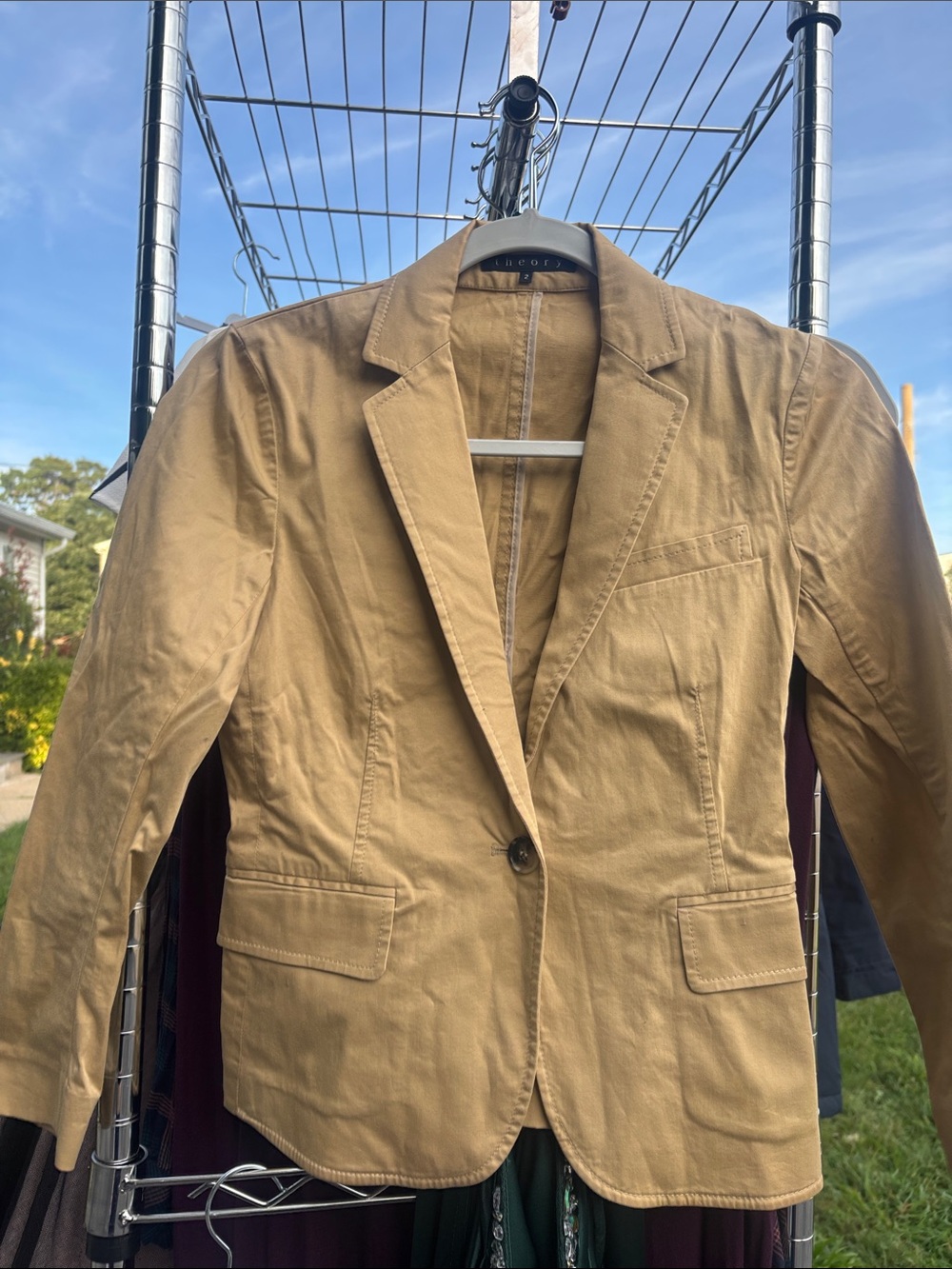 Theory Tan Single-Button Cotton Blazer